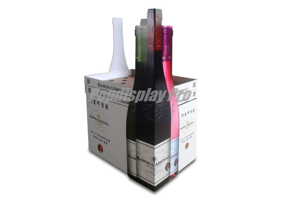 3D Logo Printed Cardboard Corrugated Floor Displays Rigid For Holding Red Wine
